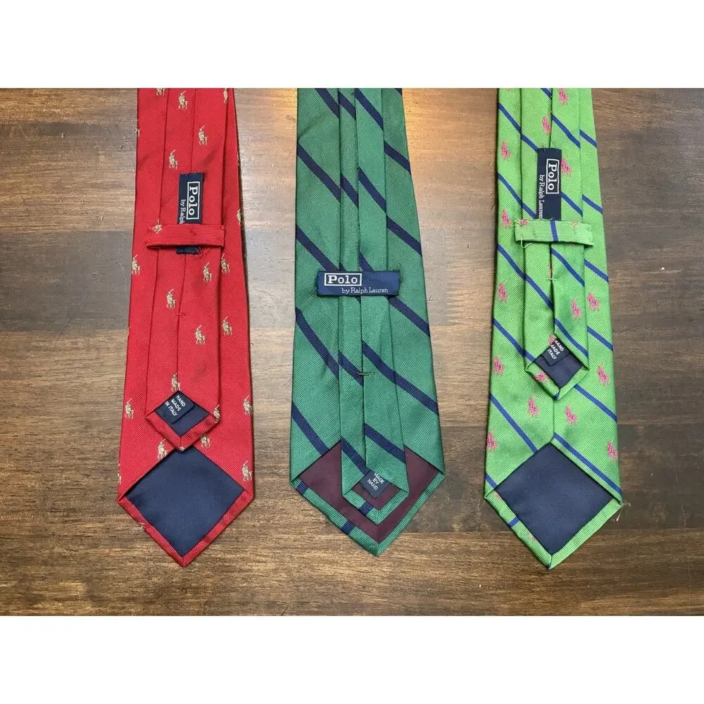 Polo Ralph Lauren Pony Player Rep Silk Neck Ties- Lot Of 3